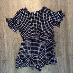 **LIKE NEW** BP Navy & White Wrap Romper M